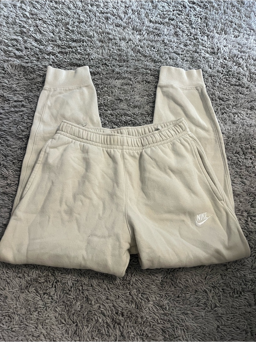 Nike Cream Men's Sweatpants with Embroidered Logo